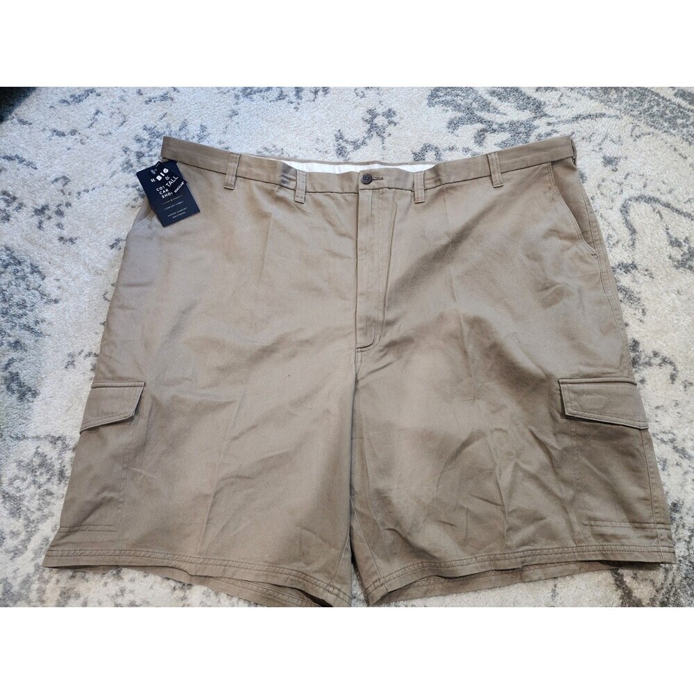 NEW Haggar Big & Tall Cargo Shorts Size 54 Khaki Comfort Stretch Tech Pocket